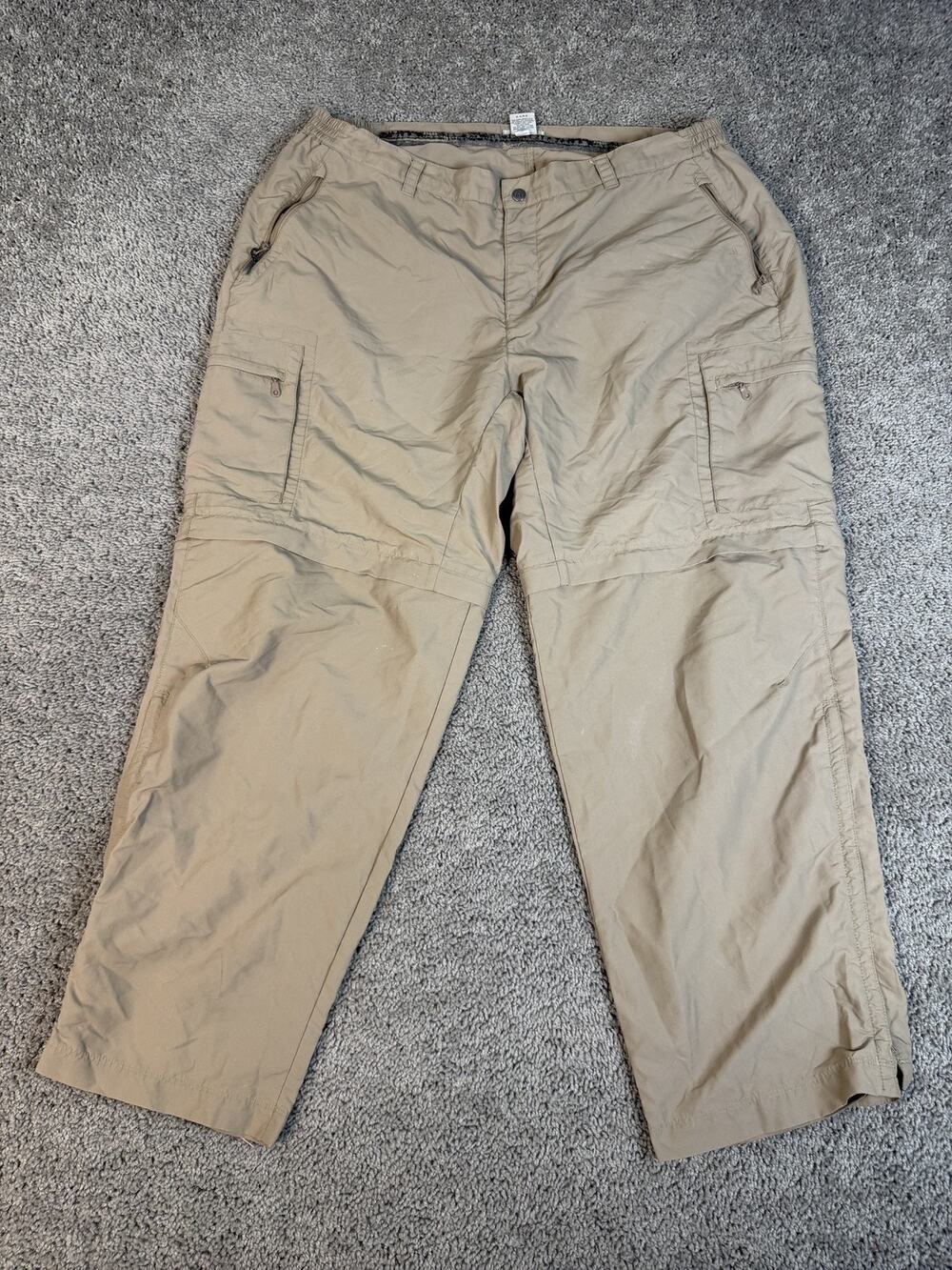 REI Pants Womens 18w Beige Cargo Convertible Relaxed Nylon Travel Pockets